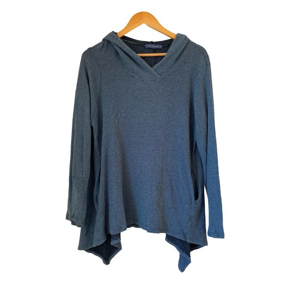 cut loose Tops - cut loose blue asymmetrical hoodie long sleeve lagenlook size XL pockets